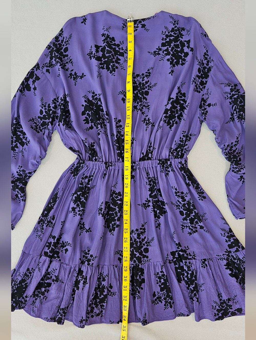 Zara Women's Small Purple & Black  Floral Mini Dress With Ruffle Hem - Picture 15 of 16